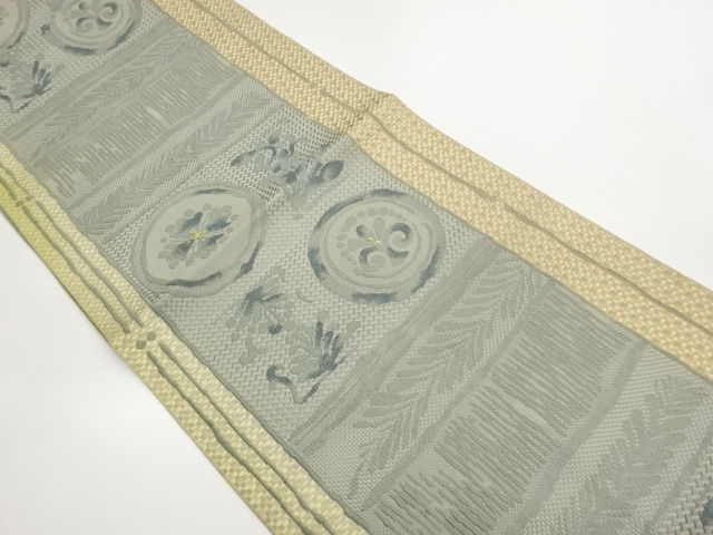 JAPANESE KIMONO / CHIKUZEN HAKATA STRIPE / ROUND / GRASS-LEAF PATTERN 